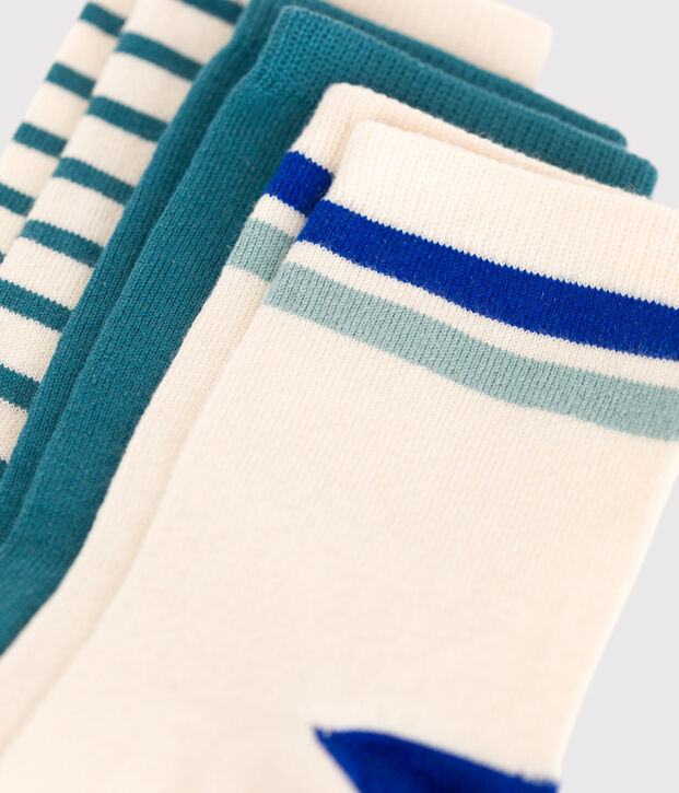 3 paires de chaussettes enfant en coton &agrave; rayures multicouleur