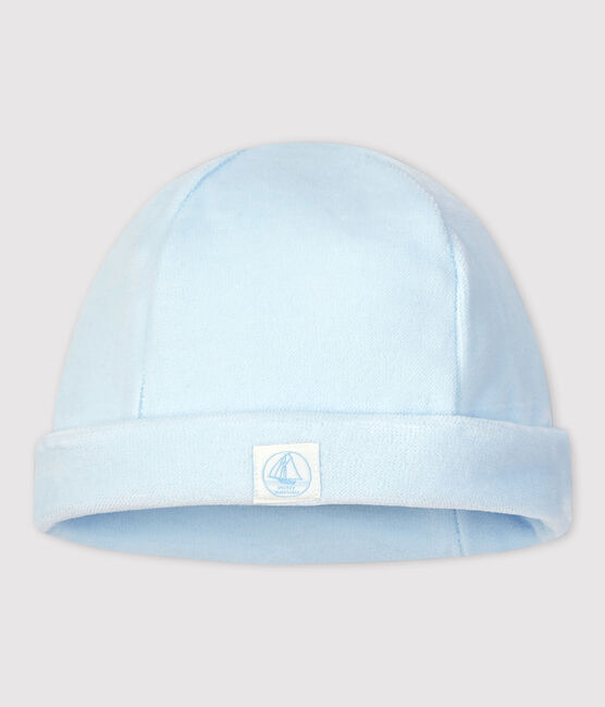 Fluwelen babymutsje in biokatoen blauw TOUDOU