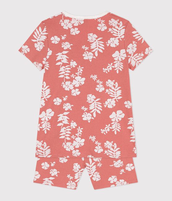 Korte Hawaï-pyjama in katoen voor meisjes roze PAPAYE/ MULTICO