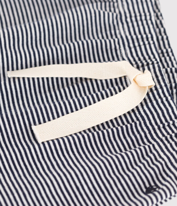 Pantalon en coton bio b&eacute;b&eacute; bleu/blanc