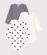 Setje met 3 katoenen babybody's met lange mouw en print van drie hartjes