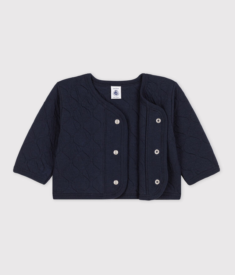 Cardigan b&eacute;b&eacute; en tubique matelass&eacute; bleu