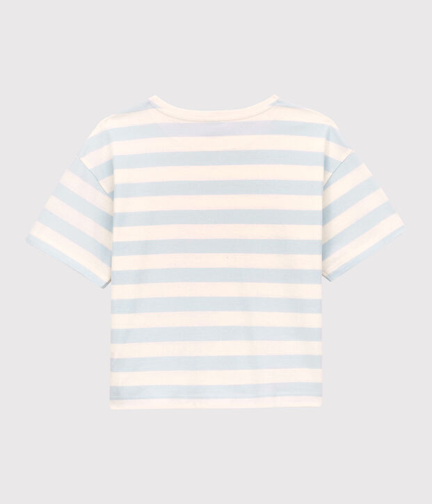 T-shirt voor dames in katoen, DE BOXY blauw/wit