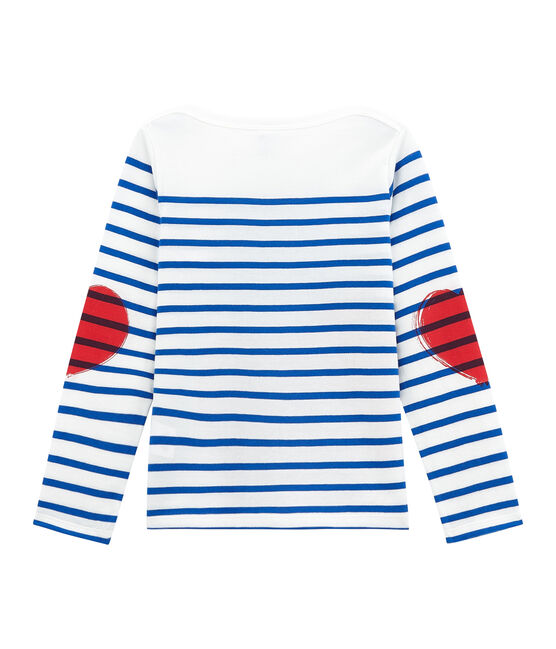 Creatief marinetruitje voor meisjes wit MARSHMALLOW/blauw PERSE