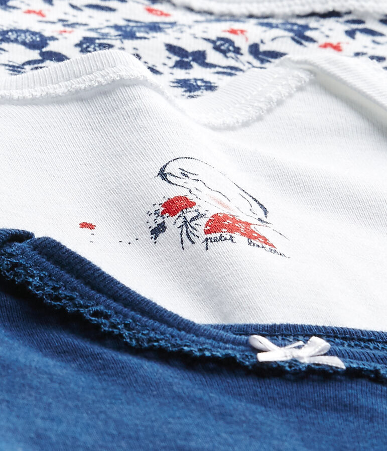 Lot de 3 bodies b&eacute;b&eacute; fille manches courtes blanc