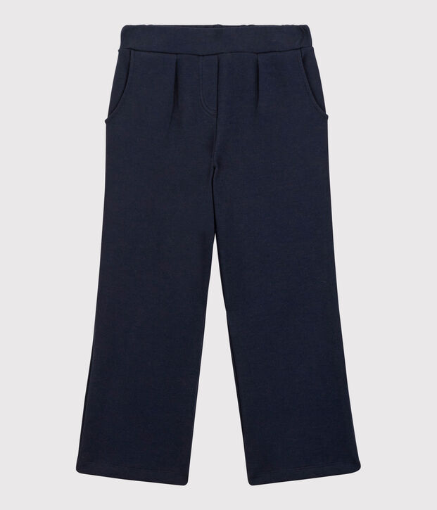 Pantalon flare en coton enfant fille bleu marine