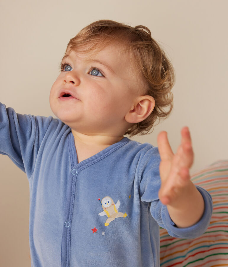 Pyjama en velours b&eacute;b&eacute; bleu