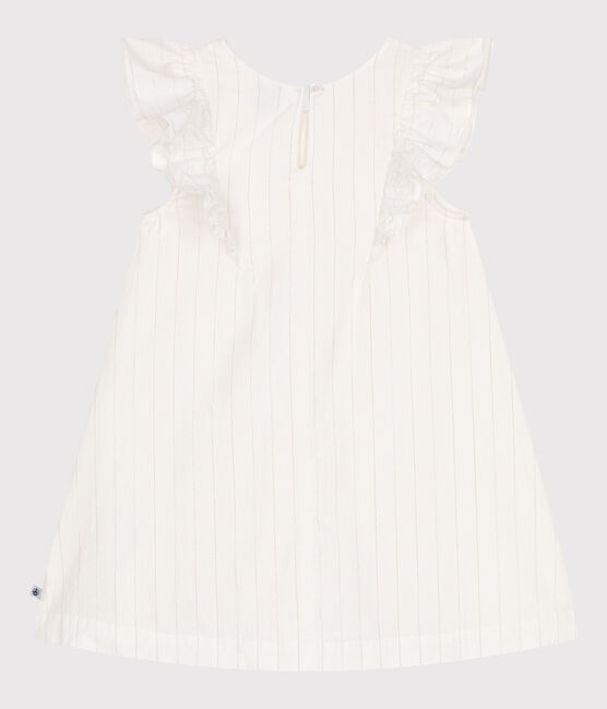 Robe enfant en coton manches courtes blanc MARSHMALLOW/gris ARGENT