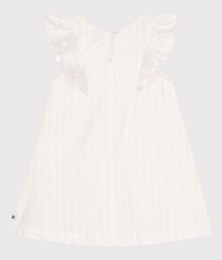 Robe enfant en coton manches courtes blanc/gris