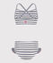 Maillot de bain deux pièces enfant à rayures blanc MARSHMALLOW/bleu MEDIEVAL