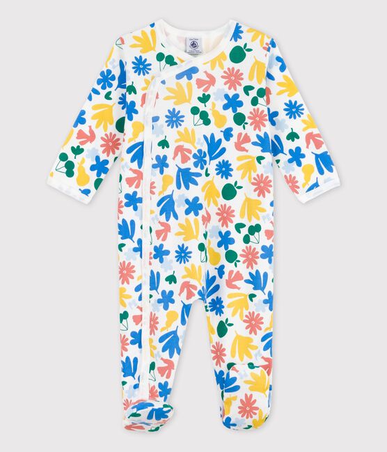 Slaappakje met bloemenprint in katoen voor baby's wit MARSHMALLOW/wit MULTICO
