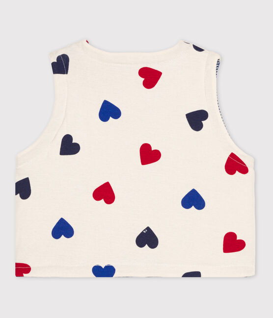 Gilet sans manche bébé cœur reversible en coton blanc AVALANCHE/ MULTICO