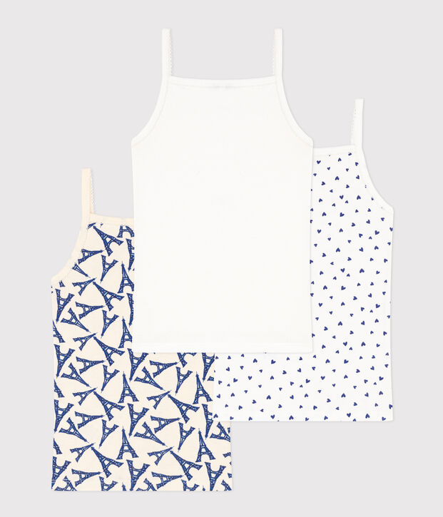 Set van 3 meisjeshemdjes met bandjes en Parijsprint in katoen multicouleur