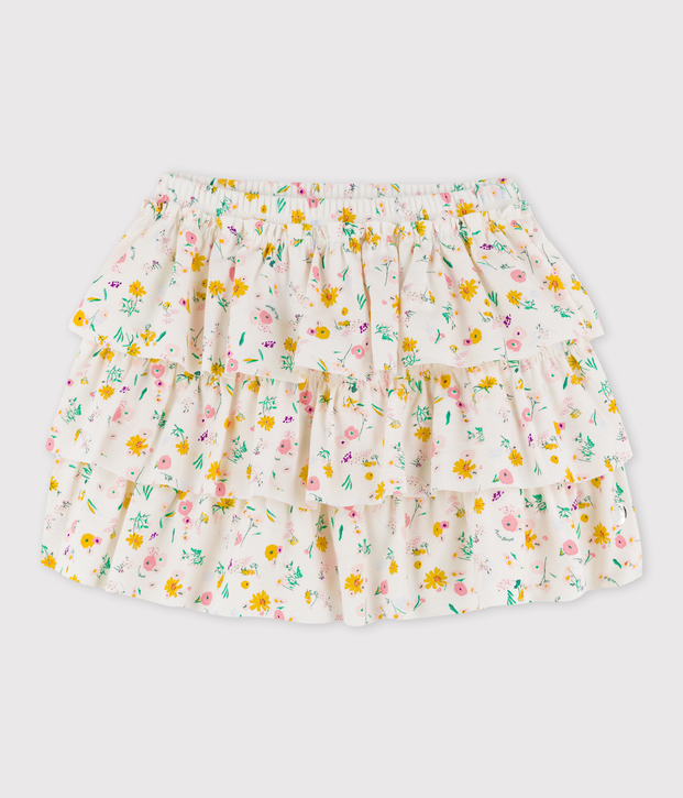 Katoenen rok voor meisjes wit/multicouleur