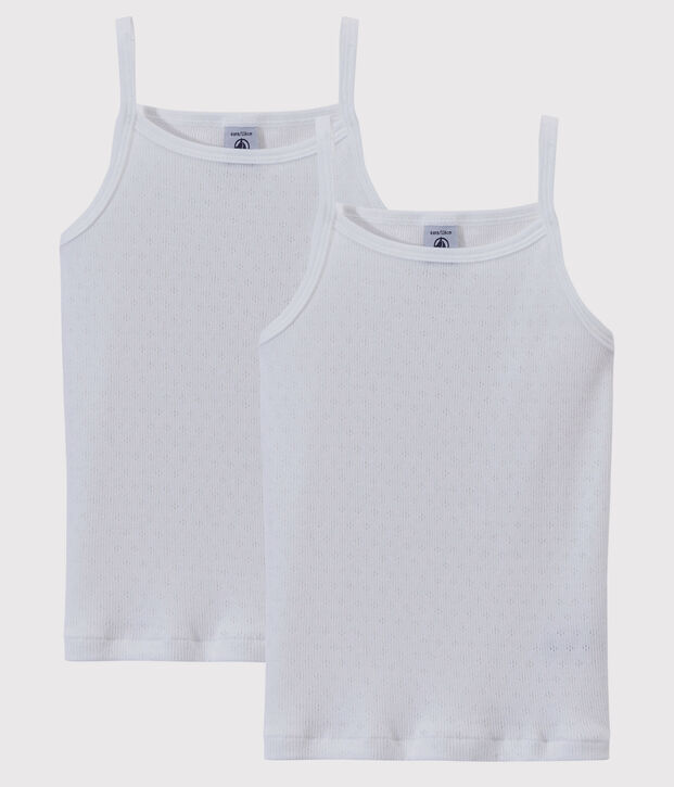 Set meisjeshemden met schouderbandjes met ajour patroon multicouleur