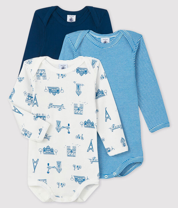 Lot de 3 bodies manches longues b&eacute;b&eacute; gar&ccedil;on multicouleur