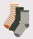 Lot de 3 paires de chaussettes milleraies enfant garçon-fille