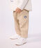 Effen katoenen babybroekje met badge in cargostijl beige