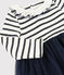 Jurk met lange mouwen babymeisje wit MARSHMALLOW/ SMOKING ARGENT BRILLANT