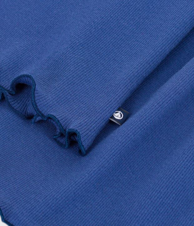 Robe sans manches enfant en coton uni bleu fonc&eacute;