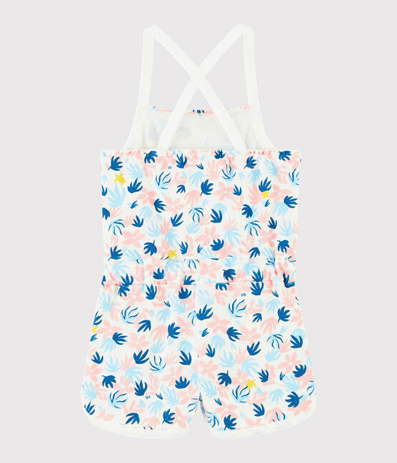 Badstof combishort voor meisjes wit MARSHMALLOW/wit MULTICO