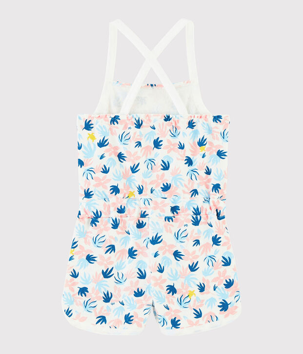 Badstof combishort voor meisjes wit/multicouleur