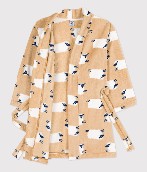 Robe de chambre en polaire enfant beige/multicouleur