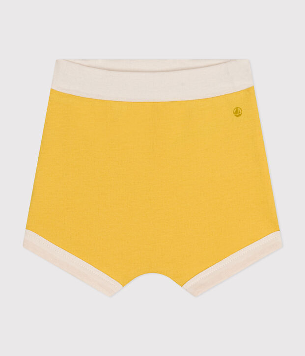 Uniseks babyshort in licht molton geel