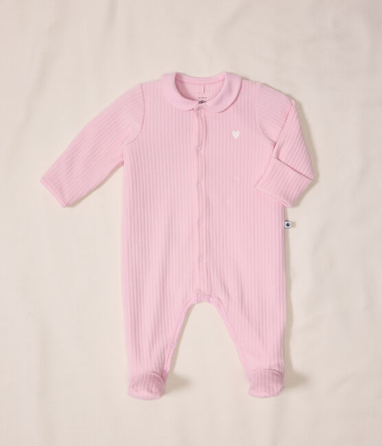 Pyjama bébé en velours à col uni rose MARQUISE