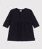 Jurk met lange mouwen in doorgestikte tubic met print voor baby's blauw SMOKING