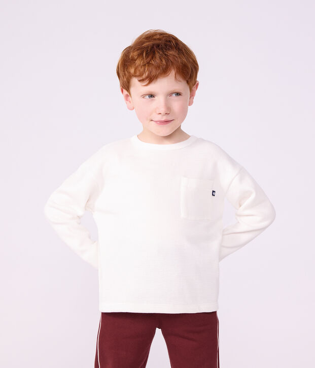Effen katoenen T-shirt met lange mouwen voor kinderen wit