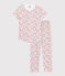 Pyjama enfant en coton manches courtes et jambes longues imprimé blanc MARSHMALLOW/blanc MULTICO