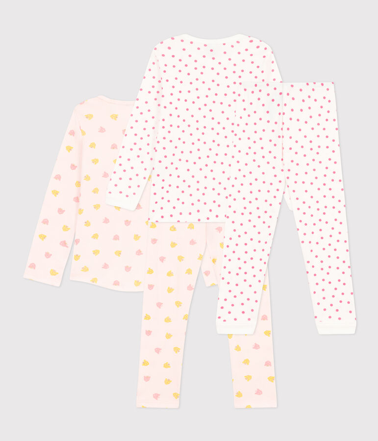Lot de 2 pyjamas panth&egrave;re et pois petite fille en coton multicouleur