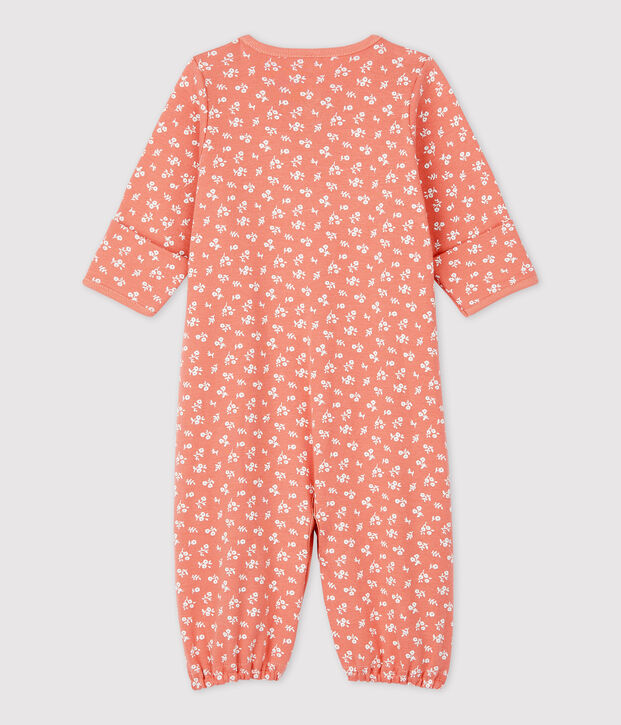 Combinaison b&eacute;b&eacute; en coton biologique rose/blanc
