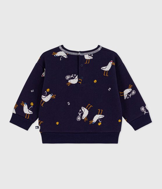Katoenen sweatshirt met capuchon en meeuwtjesprint voor baby's blauw SOIR/ MULTICO