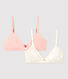 Lot de 2 soutiens-gorge imprimé paillettes fille en coton biologique et élasthanne