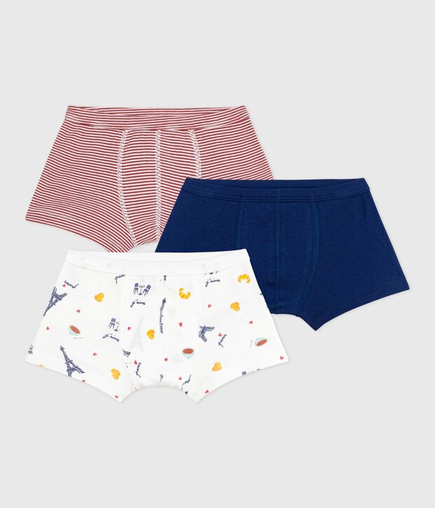 Lot de boxers enfant en coton &agrave; ceinture collet&eacute;e imprim&eacute; Paris multicouleur