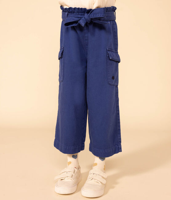 Lyocel-broek met wijde pijpen voor meisjes blauw INCOGNITO