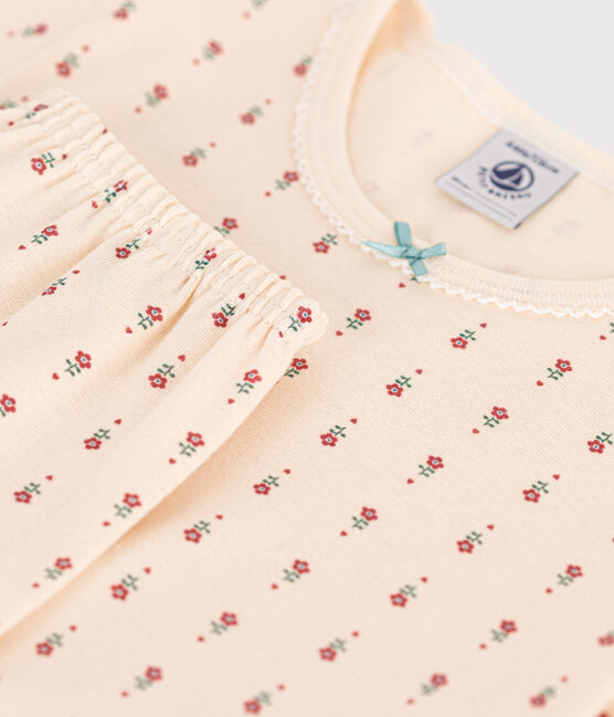 Pyjama capri imprimé fleur en coton enfant blanc AVALANCHE/ MULTICO