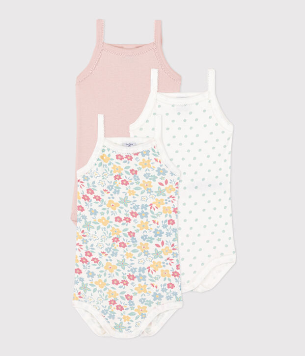 Set van 3 body's met bandjes en bloemetjes in katoen multicouleur