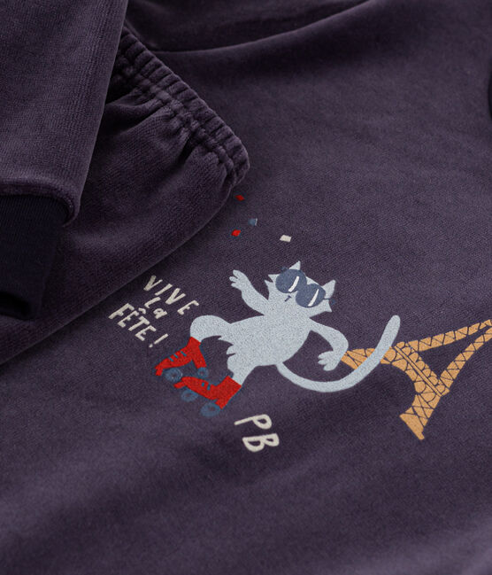 Fluwelen pyjama 'Parijs' voor kleine meisjes en jongens blauw SMOKING