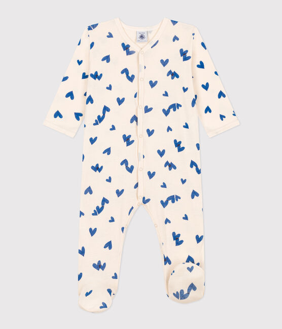 Katoenen babypjama met blauw hartje wit AVALANCHE/ MULTICO