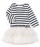 Gestreepte jurk met lange mouwen babymeisje wit MARSHMALLOW/blauw SMOKING