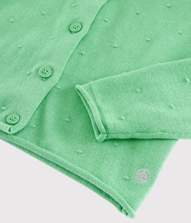 Cardigan en tricot coton enfant fille vert