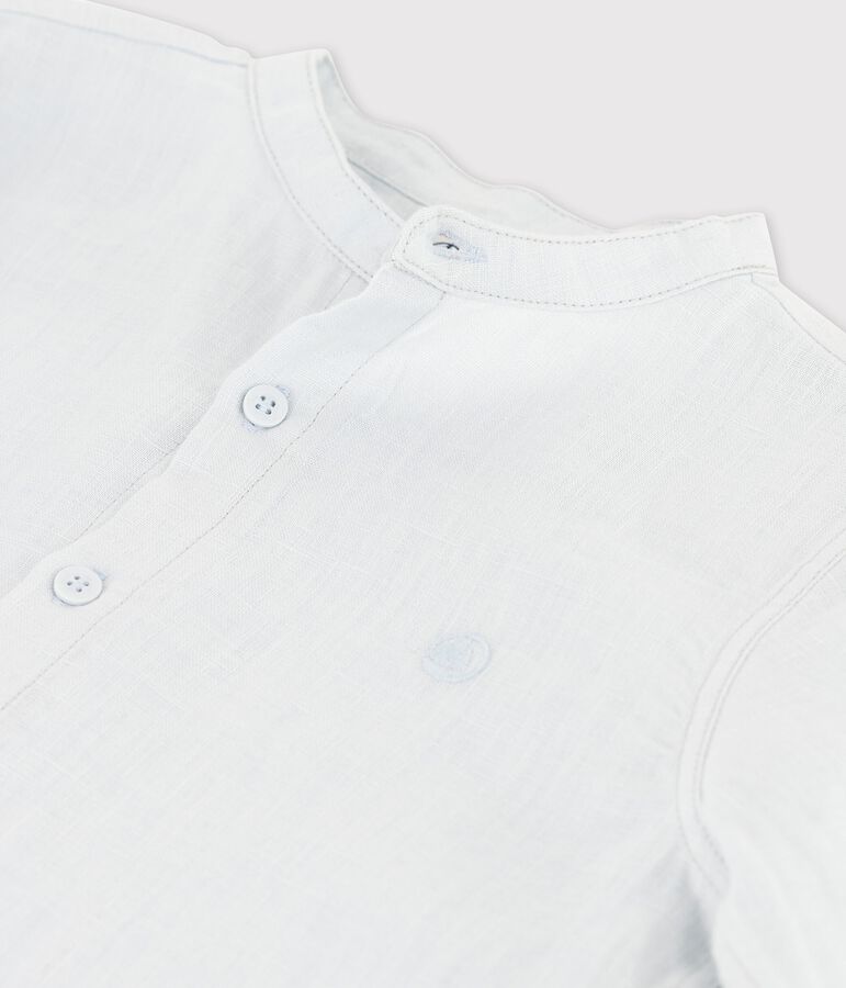 Jongenshemd met lange mouwen in linnen blauw