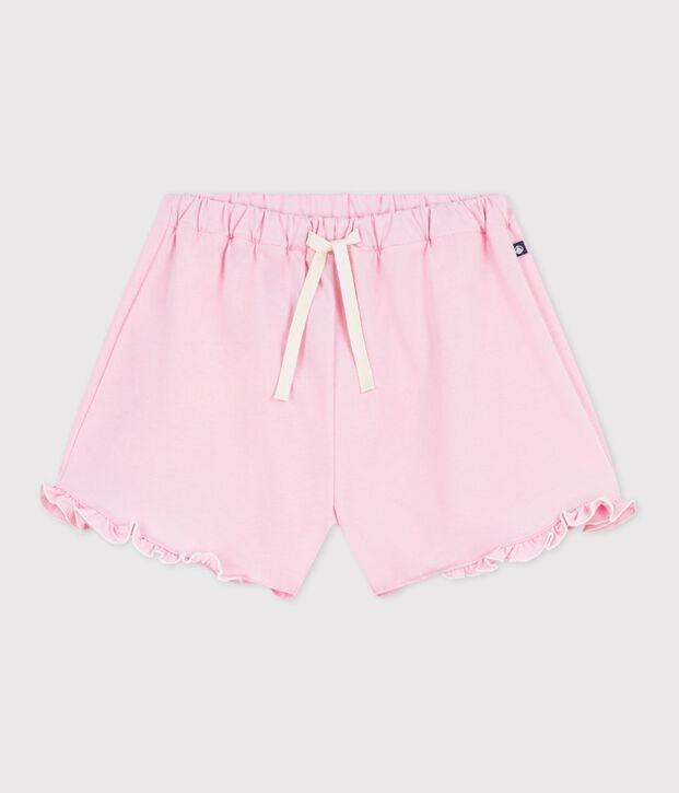 Short enfant en coton uni rose clair