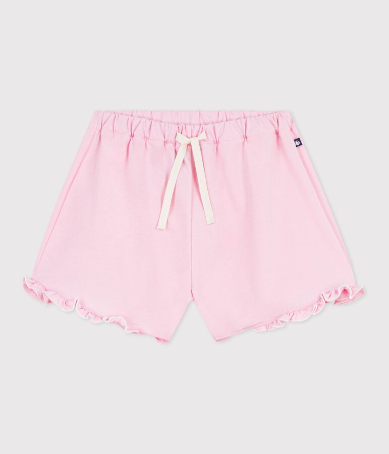 Short enfant en coton uni rose
