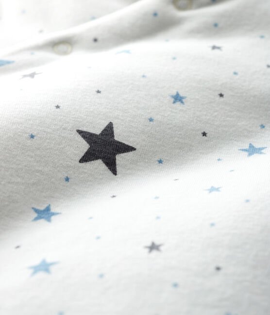 Combinaison longue bébé en côte blanc MARSHMALLOW/gris TEMPETE