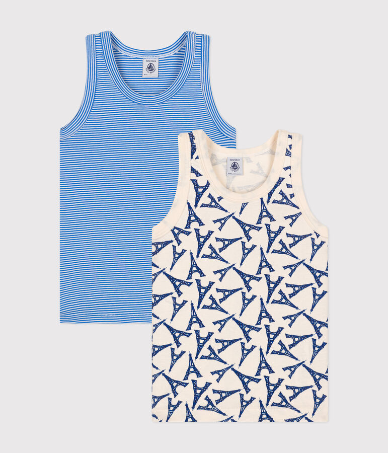 Setje met 2 katoenen hemdjes met Parijs-print voor kinderen multicouleur