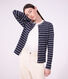 Cardigan femme en coton &agrave; rayures